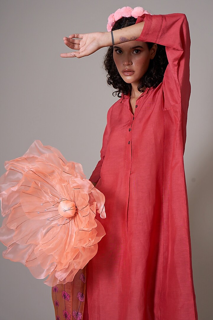 Coral Linen Tunic Set by Priti Prashant at Pernia's Pop Up Shop