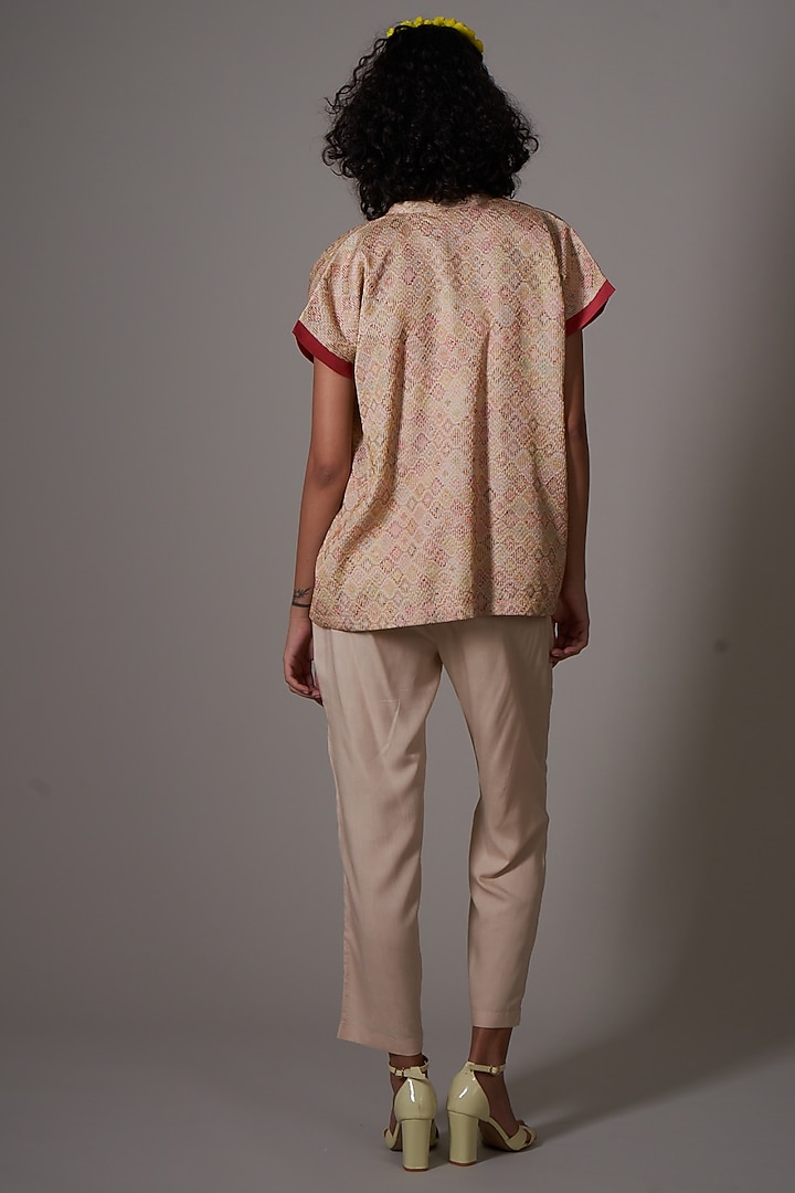 Sepia Silk Printed Jacket Set by Priti Prashant at Pernia's Pop Up Shop