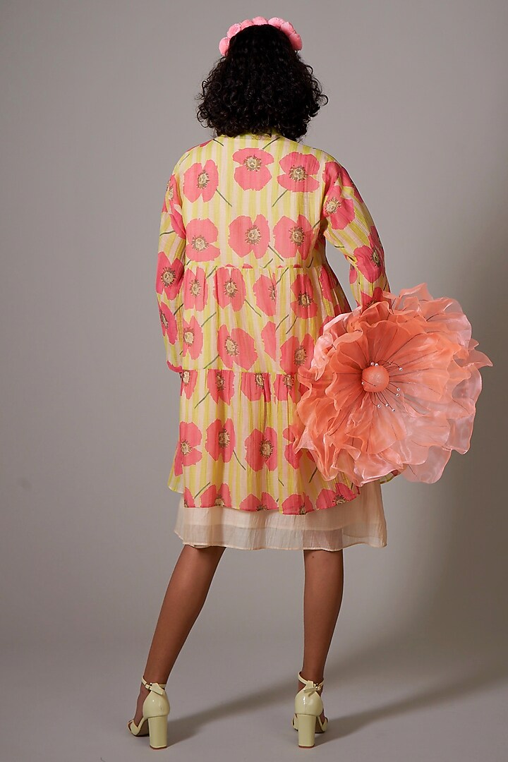 Lime & Sepia Mul Cotton Silk Printed Jacket Set by Priti Prashant at Pernia's Pop Up Shop