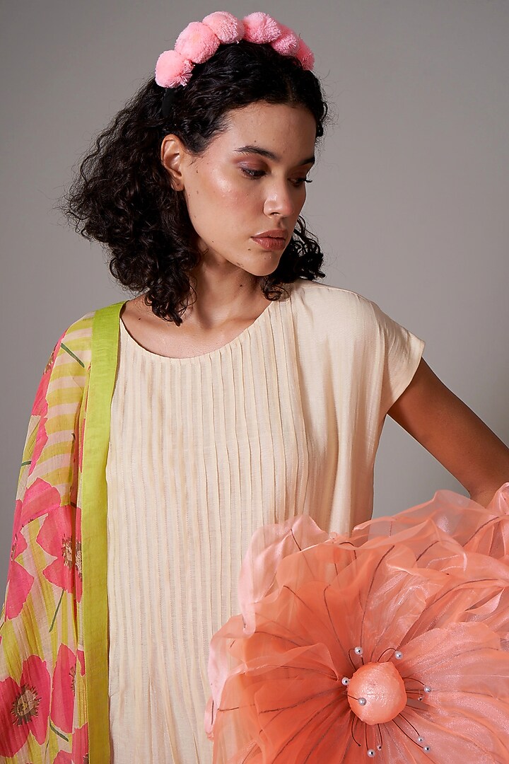 Lime & Sepia Mul Cotton Silk Printed Jacket Set by Priti Prashant at Pernia's Pop Up Shop