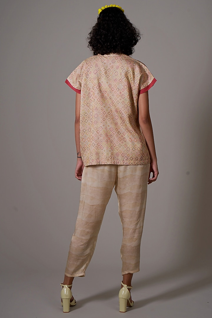 Sepia Silk Printed Jacket Set by Priti Prashant at Pernia's Pop Up Shop