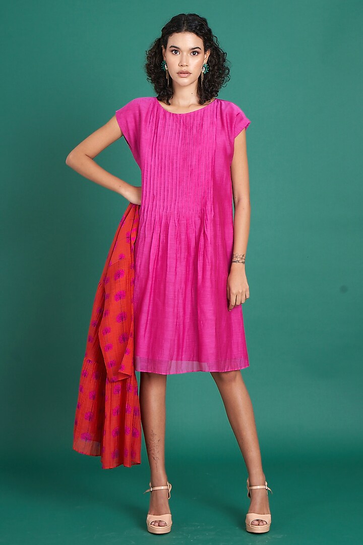 Pink & Red Mul Cotton Silk Jacket Summer Dress by Priti Prashant at Pernia's Pop Up Shop