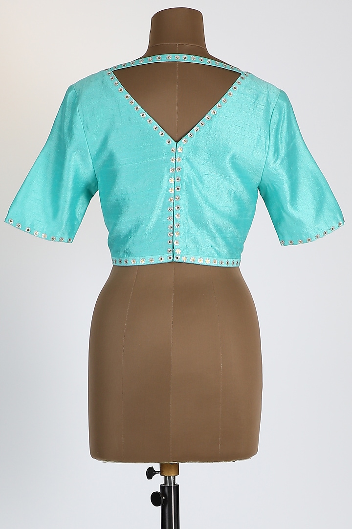 Teal Embroidered Blouse by Priyal Prakash at Pernia's Pop Up Shop