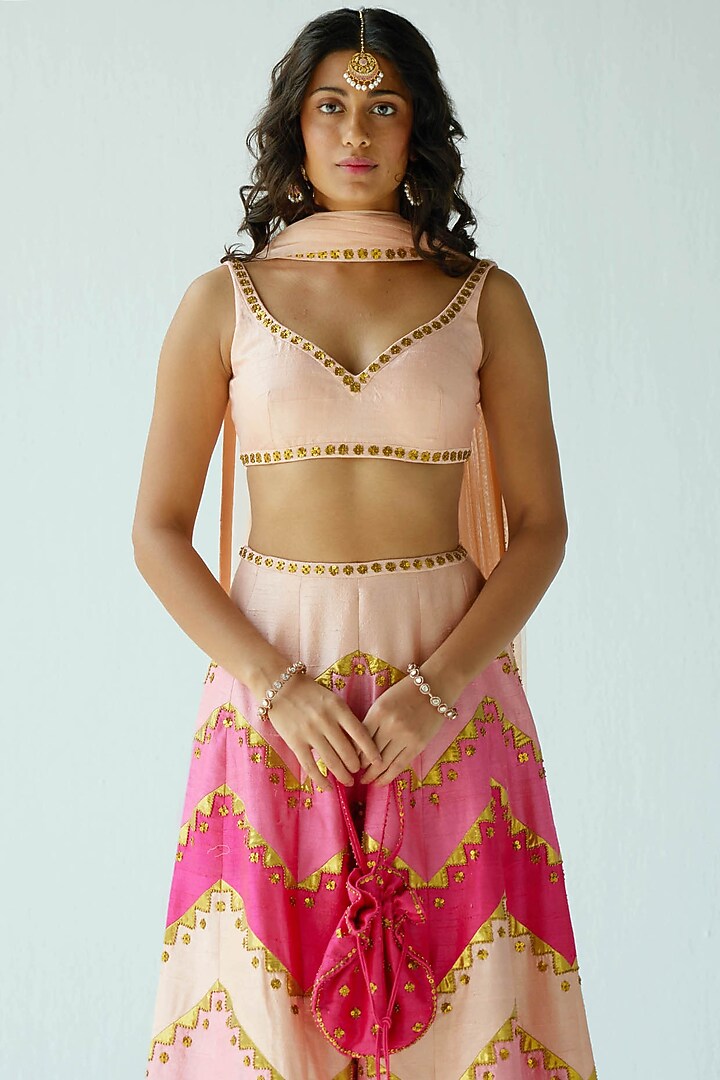 Pink Raw Silk Wedding Sharara Set by Priyal Prakash at Pernia's Pop Up Shop