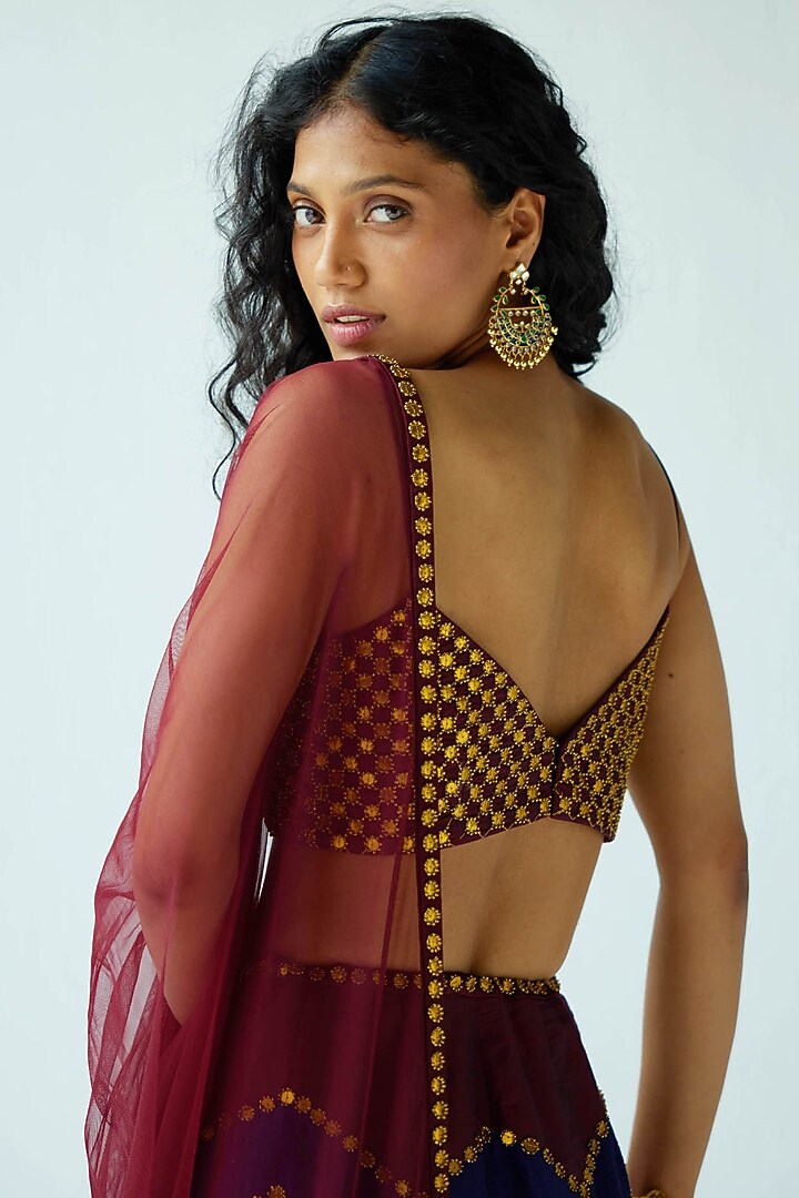 Multi-Colored Raw Silk Wedding Sharara Set by Priyal Prakash at Pernia's Pop Up Shop