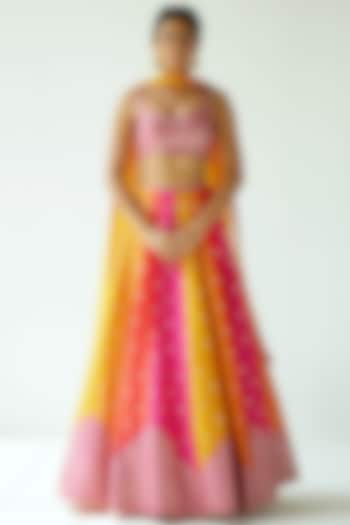 Multi-Colored Raw Silk Embroidered Wedding Lehenga Set by Priyal Prakash at Pernia's Pop Up Shop