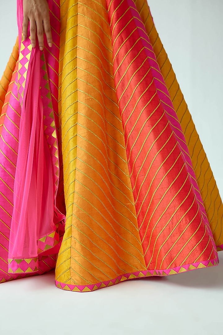 Multi-Colored Raw Silk Embroidered Wedding Lehenga Set by Priyal Prakash at Pernia's Pop Up Shop