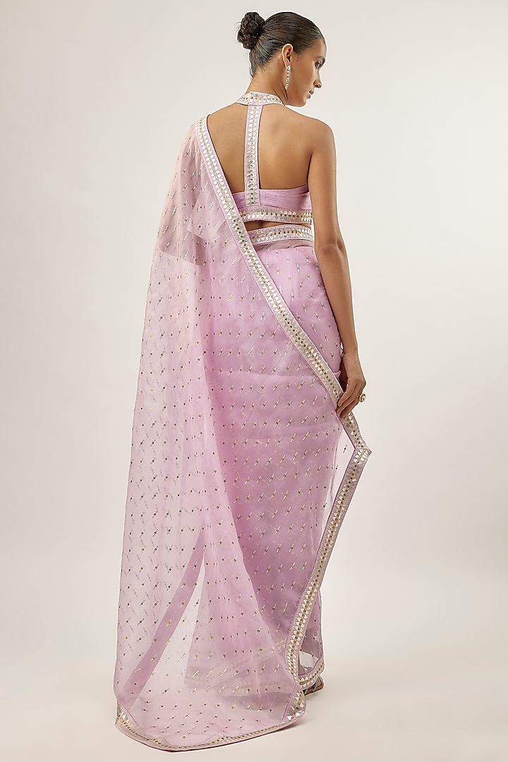 Lavender Silk Organza Hand Embroidered Wedding Saree Set by Priyal Prakash at Pernia's Pop Up Shop