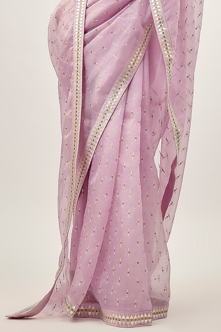 Lavender Silk Organza Hand Embroidered Wedding Saree Set by Priyal Prakash at Pernia's Pop Up Shop