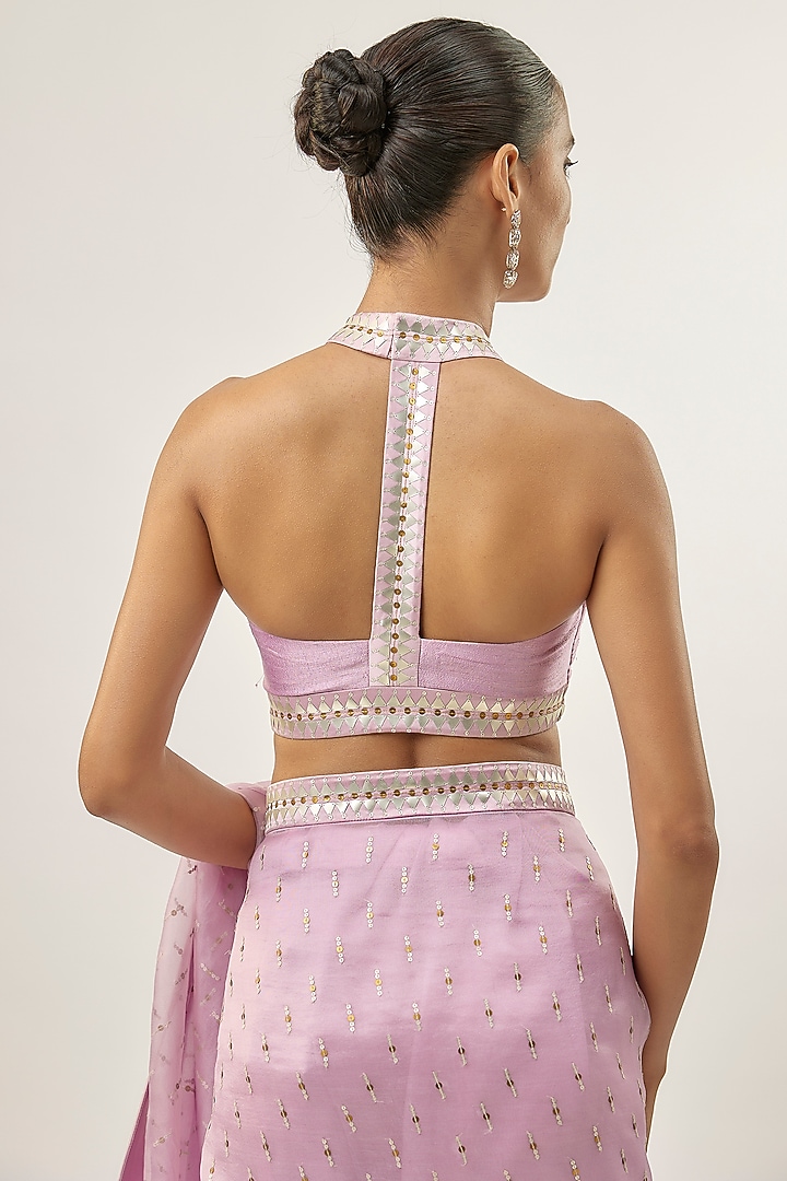 Lavender Silk Organza Hand Embroidered Wedding Saree Set by Priyal Prakash at Pernia's Pop Up Shop