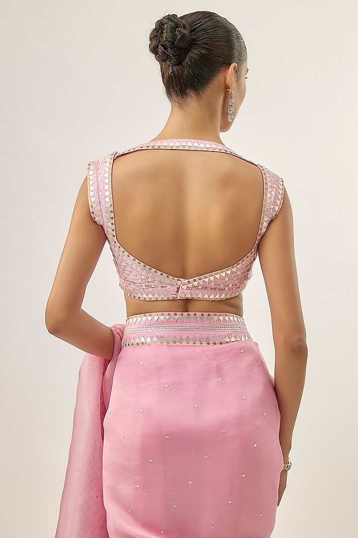 Orchid Pink Silk Organza Hand Embroidered Wedding Saree Set by Priyal Prakash at Pernia's Pop Up Shop