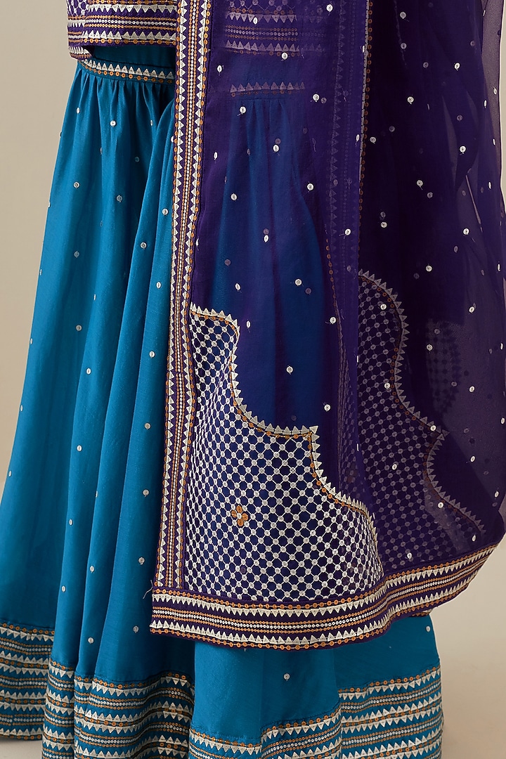 Violet Chanderi Hand Embroidered Gharara Set by Priyal Prakash at Pernia's Pop Up Shop