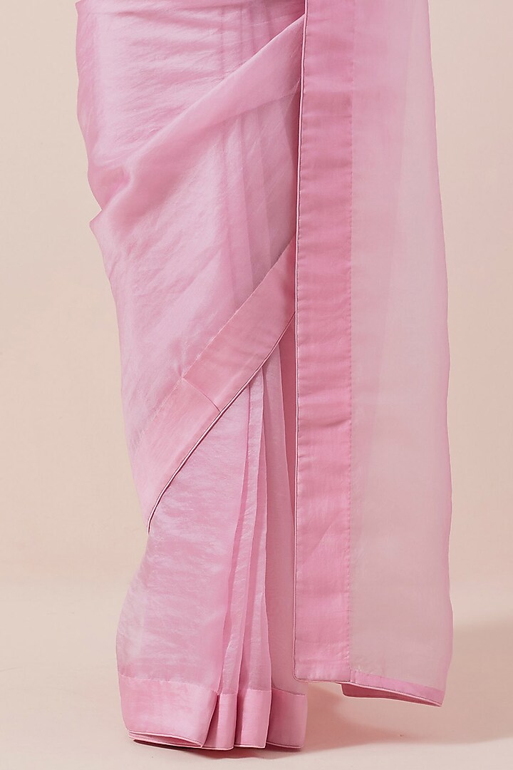 Orchid Pink Silk Organza Hand Embroidered Party Wear Saree Set by Priyal Prakash at Pernia's Pop Up Shop