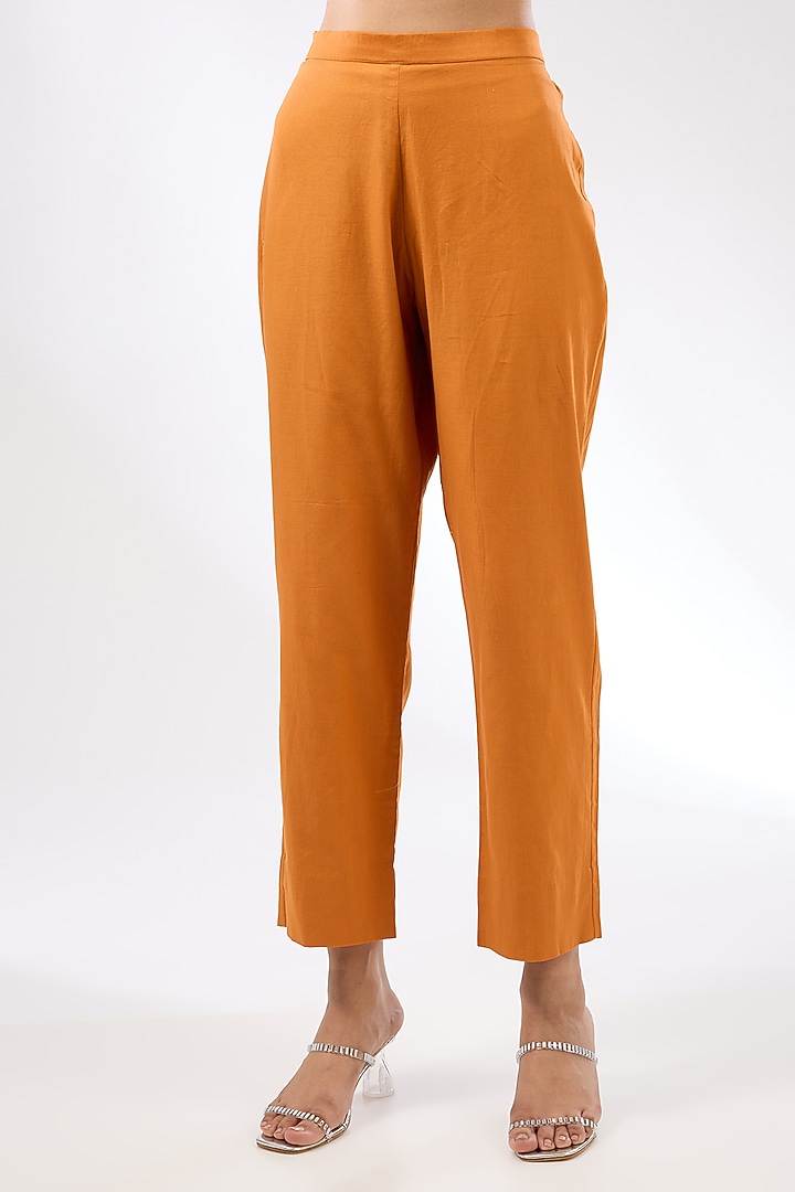 Burnt Orange Chanderi Zardosi Embroidered Kurta Set by Priyal Prakash at Pernia's Pop Up Shop