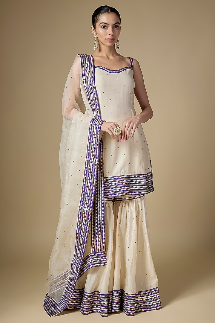 Ivory & Violet Chanderi Gharara Set by Priyal Prakash at Pernia's Pop Up Shop