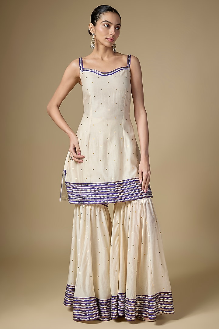 Ivory & Violet Chanderi Gharara Set by Priyal Prakash at Pernia's Pop Up Shop