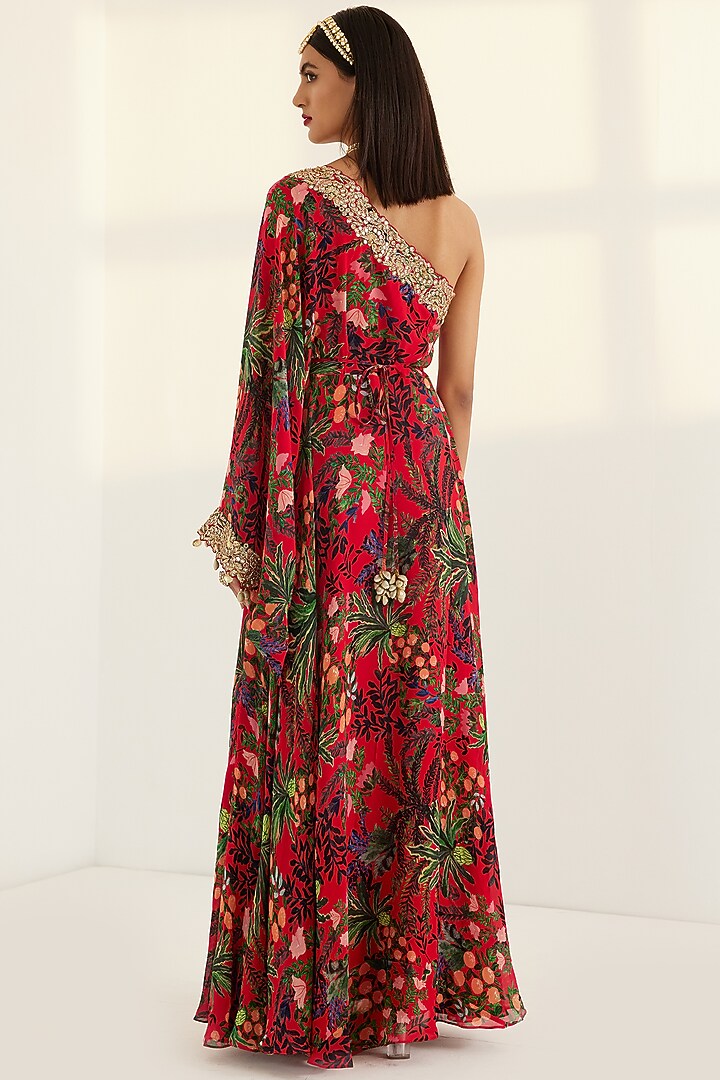 Multi-Coloured Hand Embroidered Kaftan by Prints By Radhika at Pernia's Pop Up Shop