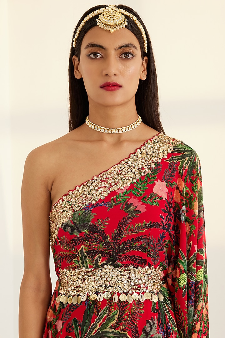 Multi-Coloured Hand Embroidered Kaftan by Prints By Radhika at Pernia's Pop Up Shop