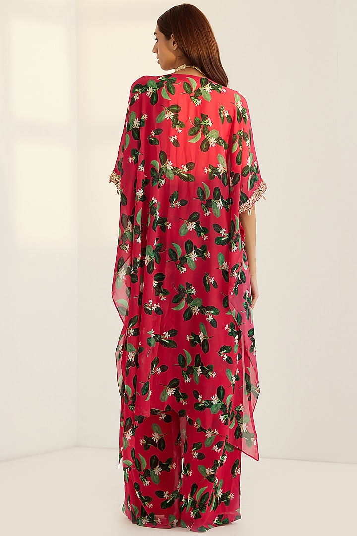 Fuchsia Embroidered Kaftan Set by Prints By Radhika at Pernia's Pop Up Shop