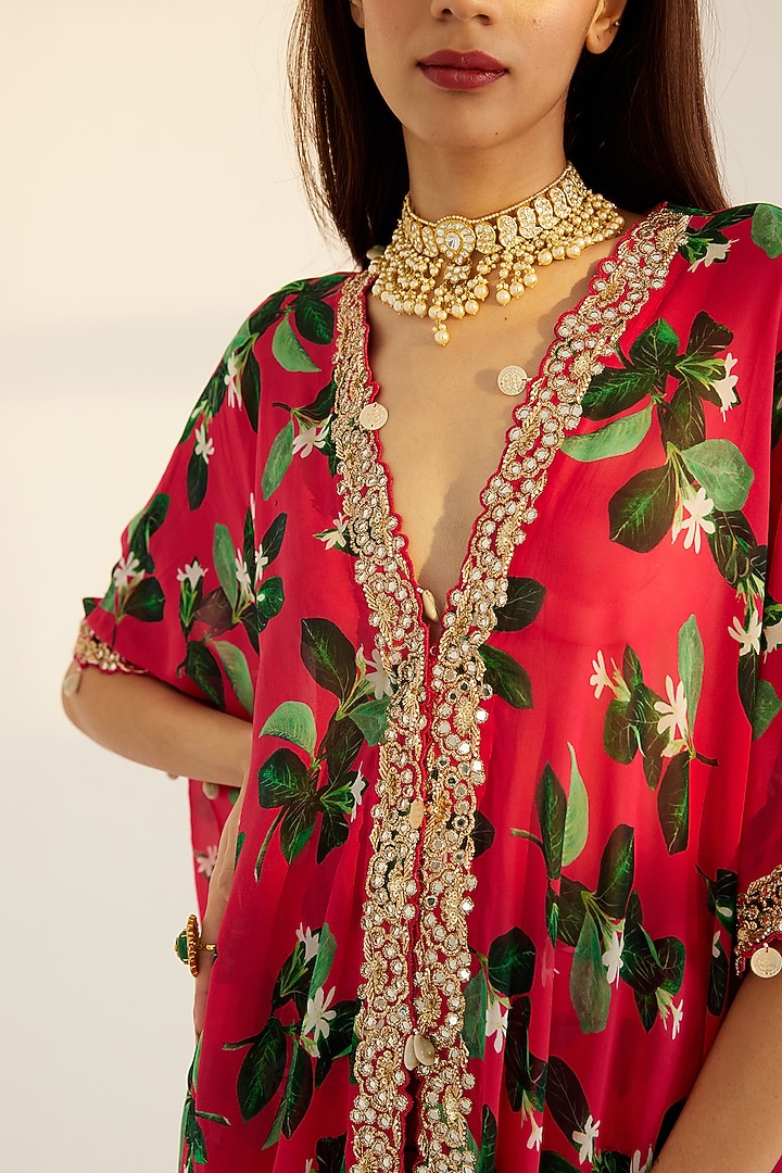 Fuchsia Embroidered Kaftan Set by Prints By Radhika at Pernia's Pop Up Shop