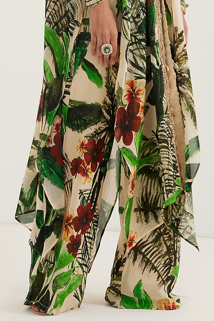 Green Embroidered Kaftan Set by Prints By Radhika at Pernia's Pop Up Shop