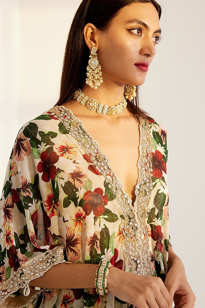 Multi-Colored Embroidered Kaftan Set by Prints By Radhika at Pernia's Pop Up Shop