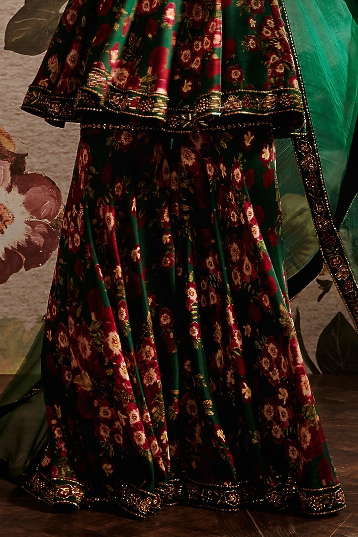 Green Embellished Gharara Set by Prints By Radhika at Pernia's Pop Up Shop