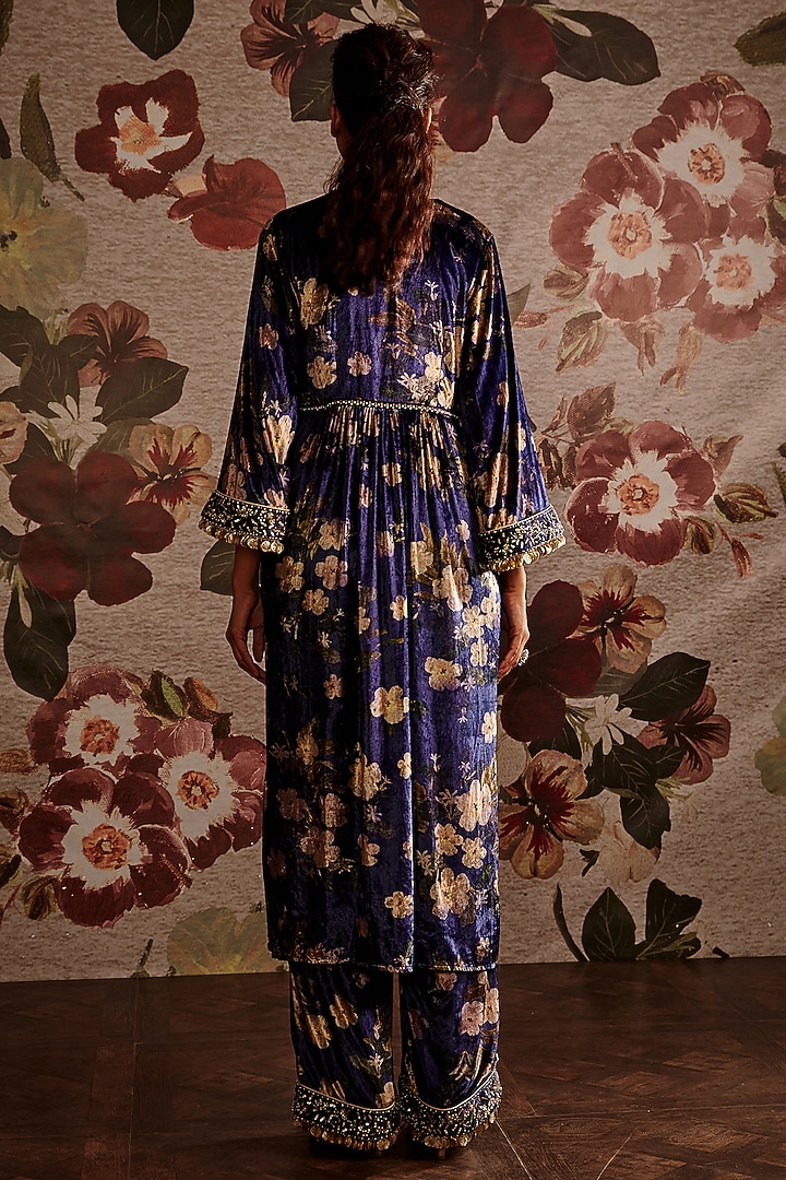 Blue Embroidered Kaftan Set by Prints By Radhika at Pernia's Pop Up Shop