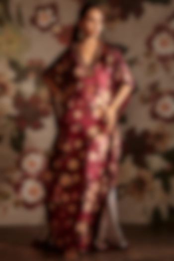 Maroon Embroidered Kaftan by Prints By Radhika