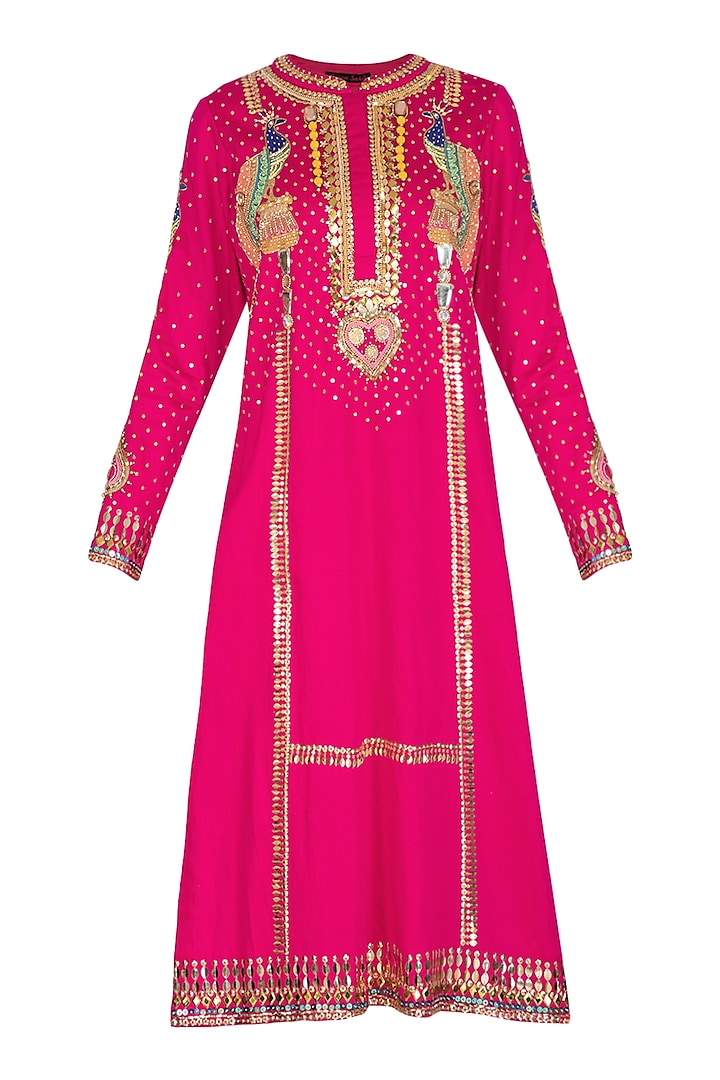 Magenta Pink Embroidered Tunic by Param Sahib