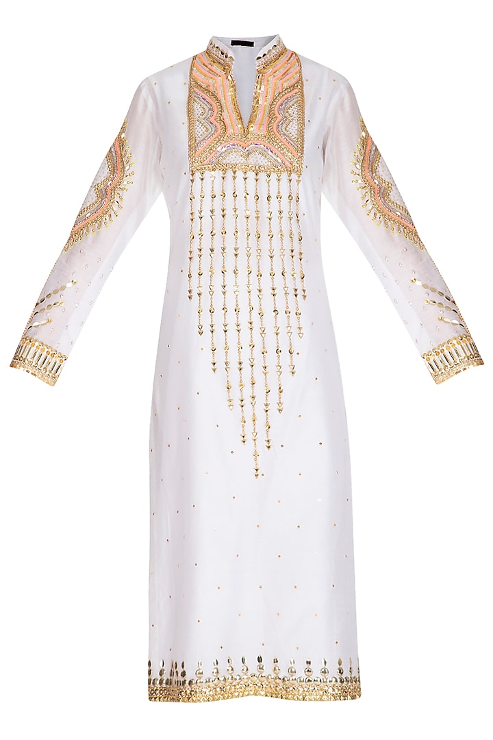 White Hand Embroidered Tunic by Param Sahib