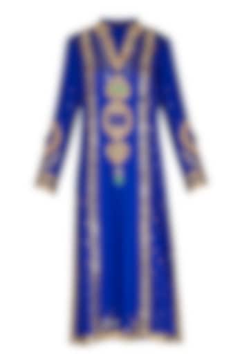 Blue Hand Embroidered Tunic by Param Sahib at Pernia's Pop Up Shop