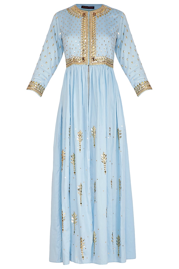 Ice Blue Hand Embroidered Tunic by Param Sahib
