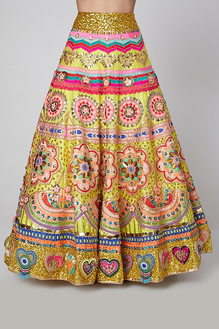 Yellow Embroidered Bridal Lehenga Set by Param Sahib at Pernia's Pop Up Shop