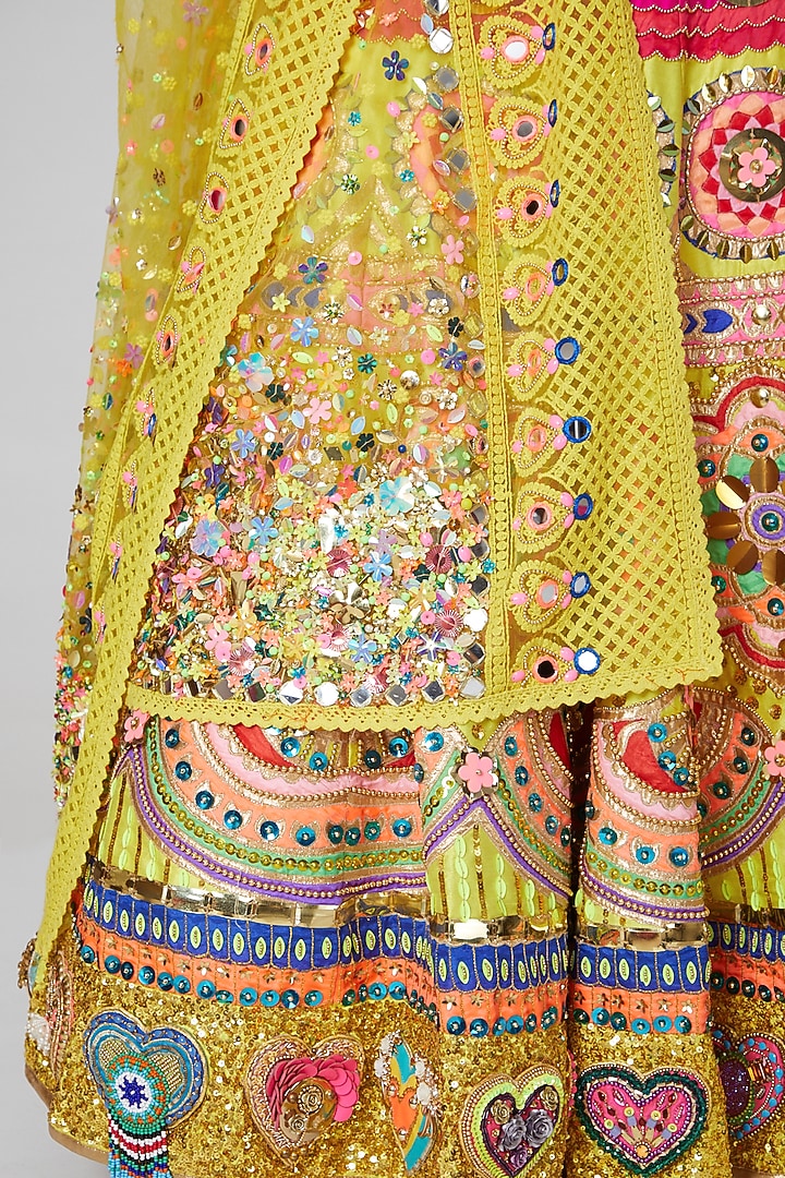 Yellow Embroidered Bridal Lehenga Set by Param Sahib at Pernia's Pop Up Shop