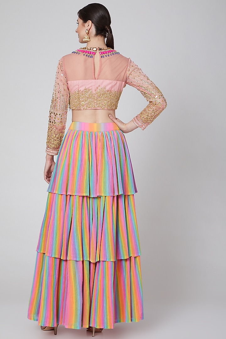Multi Colored Embroidered Skirt Set by Param Sahib at Pernia's Pop Up Shop