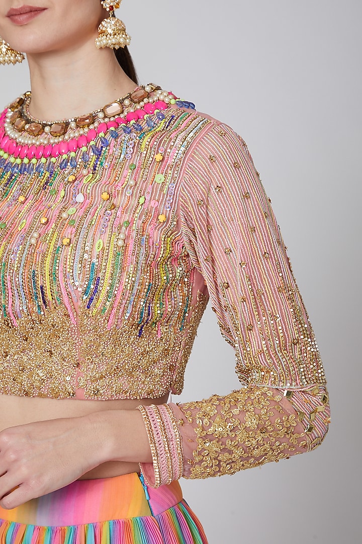 Multi Colored Embroidered Skirt Set by Param Sahib at Pernia's Pop Up Shop