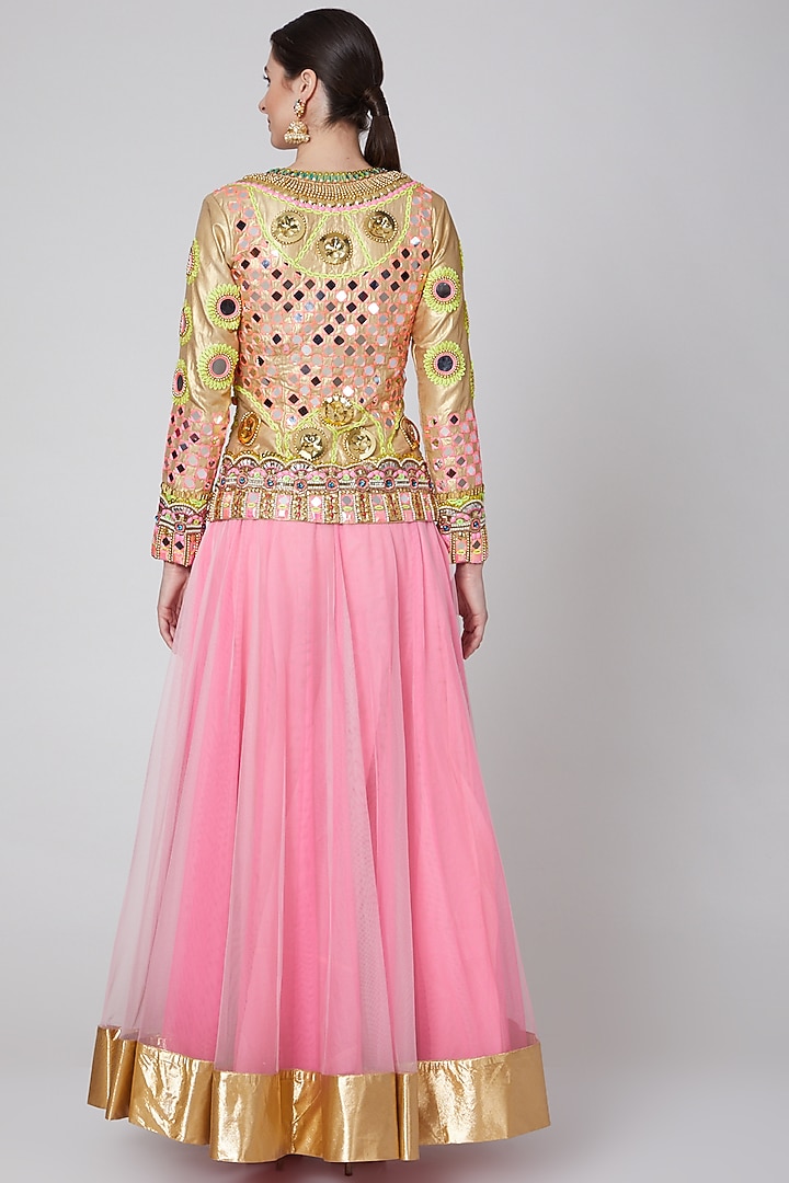Blush Pink Embroidered Jacket Set by Param Sahib at Pernia's Pop Up Shop