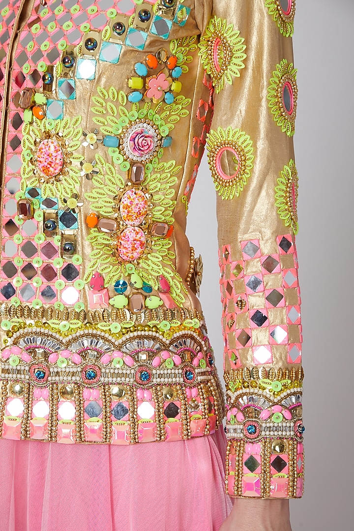 Blush Pink Embroidered Jacket Set by Param Sahib at Pernia's Pop Up Shop