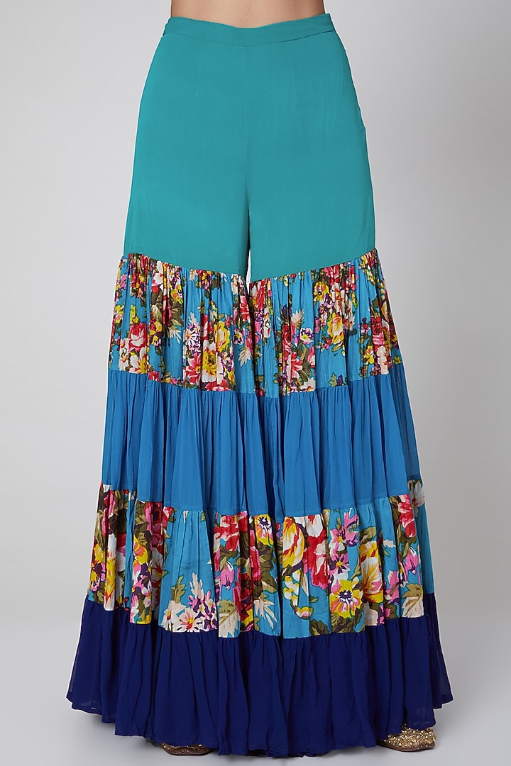 Cobalt Blue Embroidered Wedding Sharara Set by Param Sahib at Pernia's Pop Up Shop