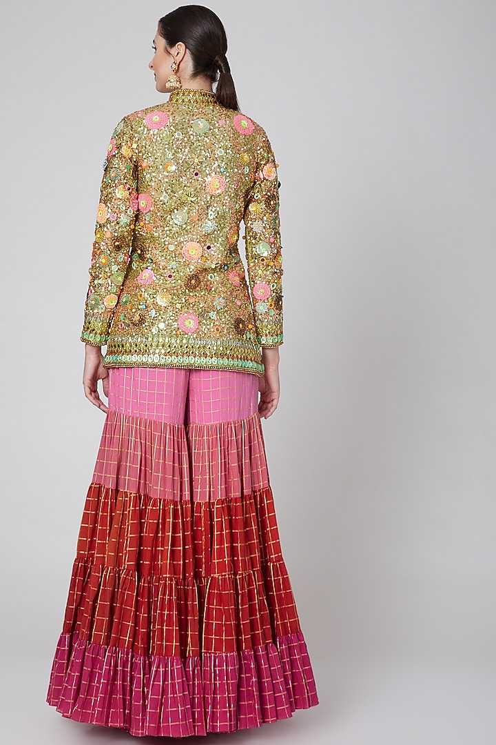 Gold Embroidered Wedding Sharara Set by Param Sahib at Pernia's Pop Up Shop