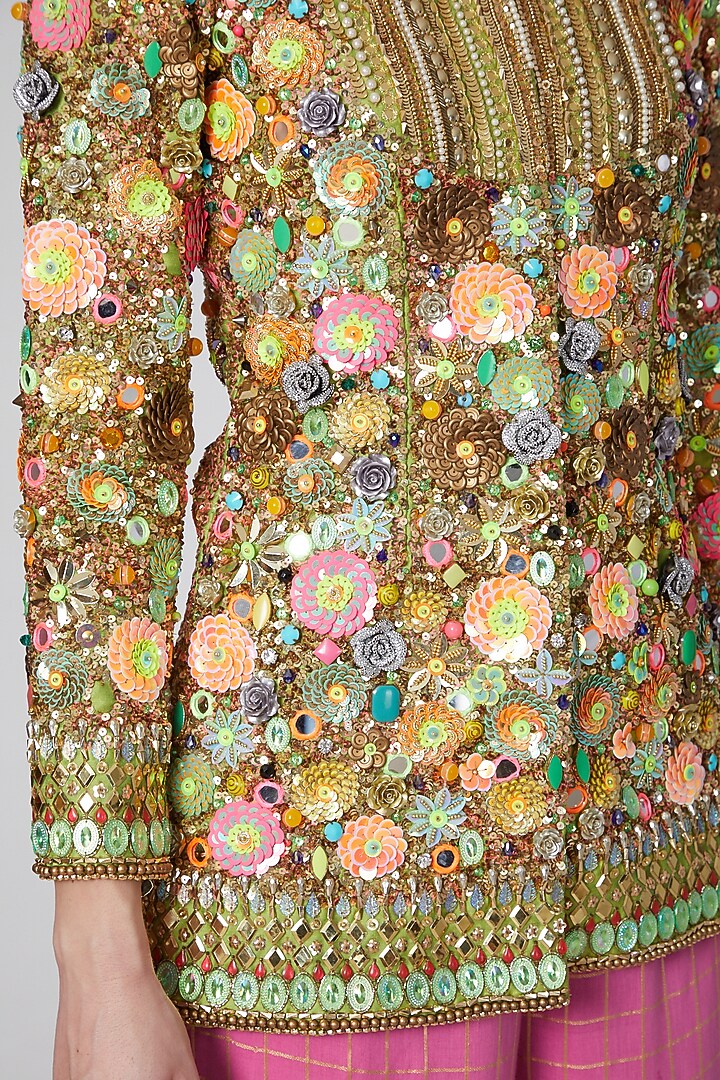 Gold Embroidered Wedding Sharara Set by Param Sahib at Pernia's Pop Up Shop