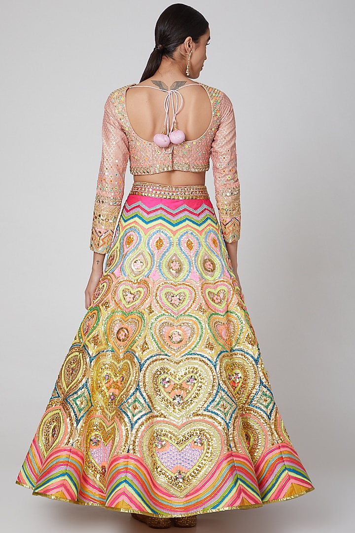 Blush Pink Embroidered Bridal Lehenga Set by Param Sahib at Pernia's Pop Up Shop