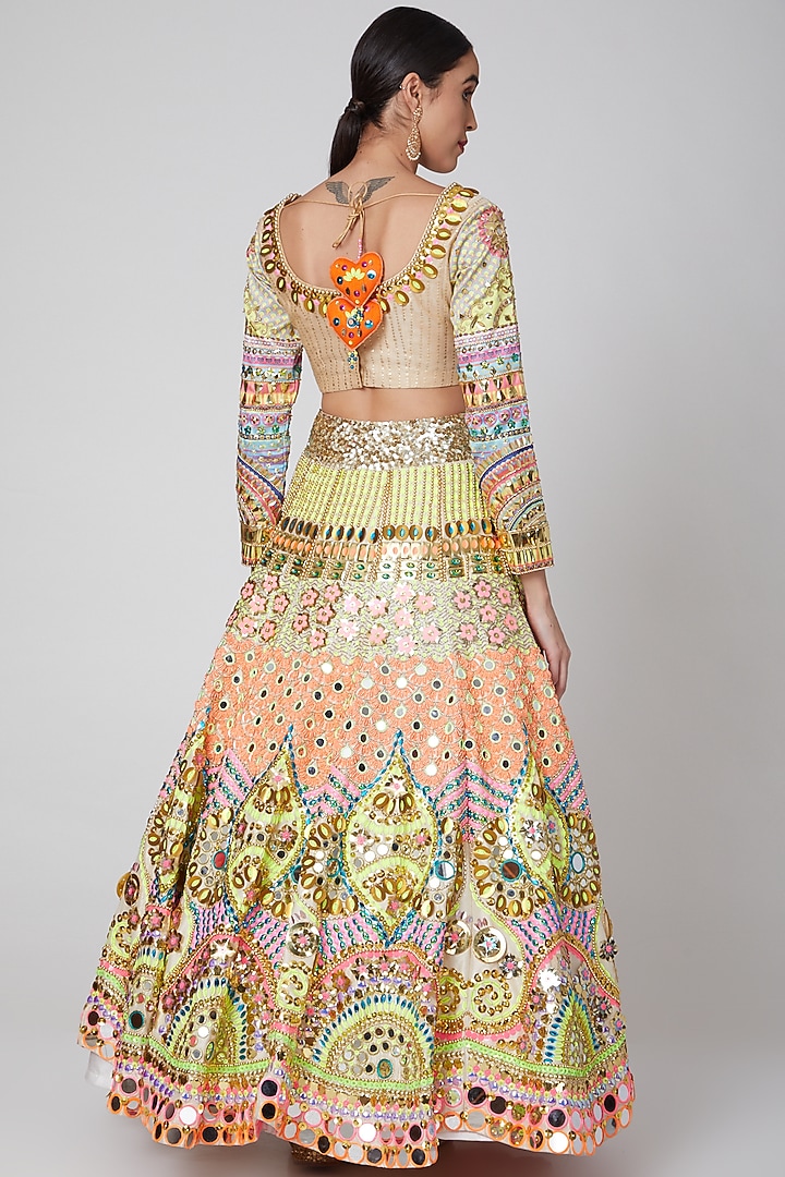Beige Sequins Embroidered Bridal Lehenga Set by Param Sahib at Pernia's Pop Up Shop