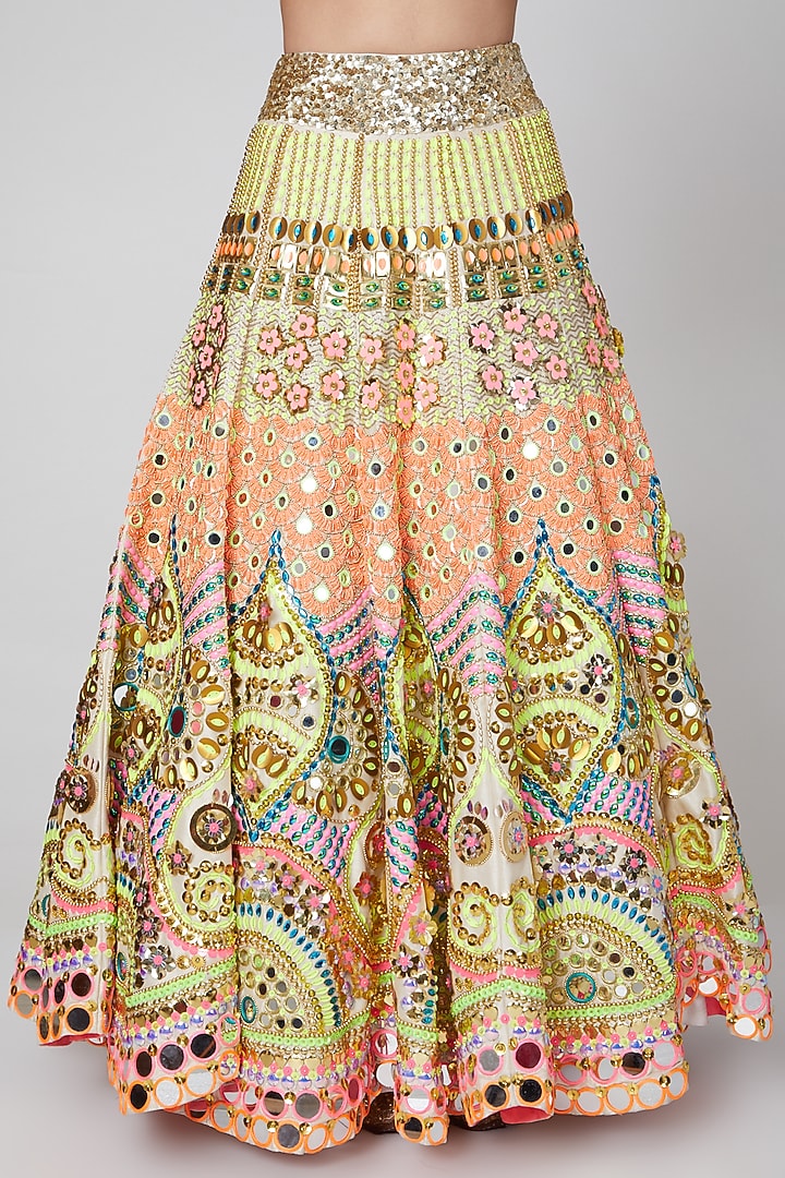 Beige Sequins Embroidered Bridal Lehenga Set by Param Sahib at Pernia's Pop Up Shop