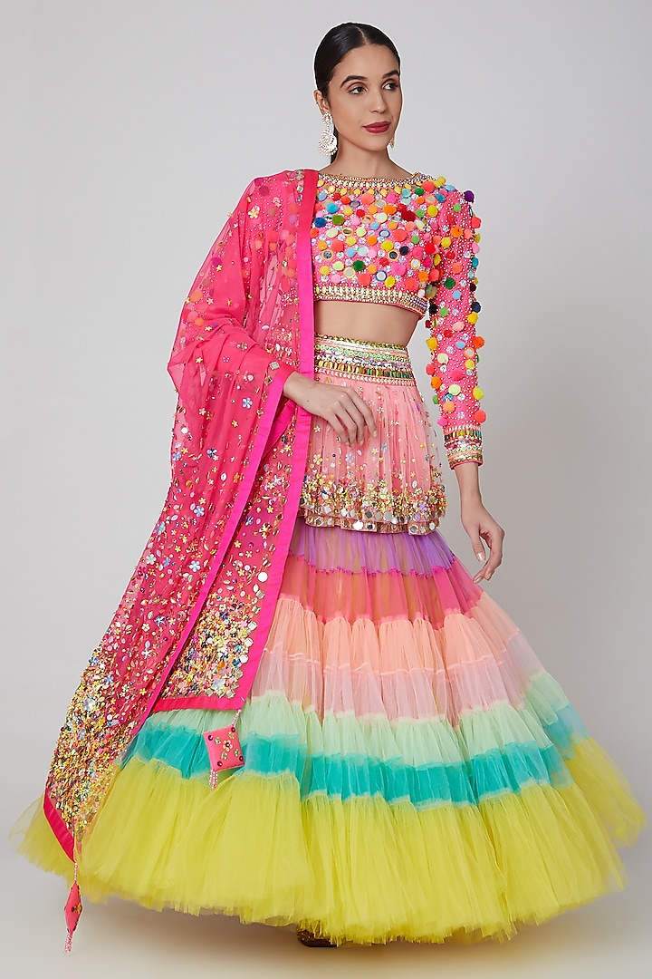 Blush Pink Embroidered Sharara Set by Param Sahib