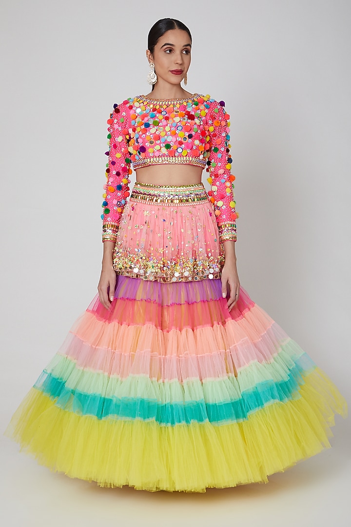 Blush Pink Embroidered Bridal Sharara Set by Param Sahib at Pernia's Pop Up Shop