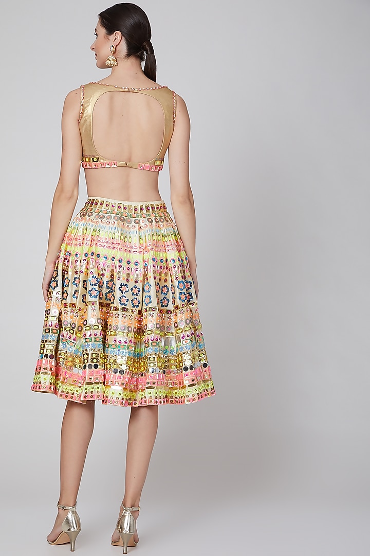 Gold Embroidered Skirt Set by Param Sahib at Pernia's Pop Up Shop