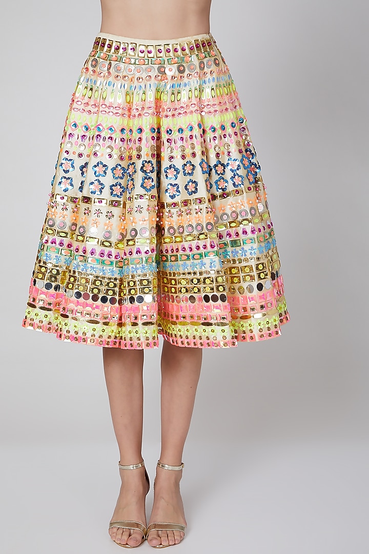 Gold Embroidered Skirt Set by Param Sahib at Pernia's Pop Up Shop