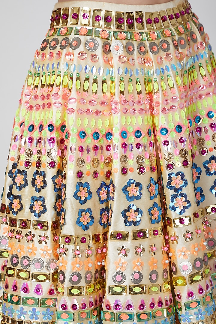 Gold Embroidered Skirt Set by Param Sahib at Pernia's Pop Up Shop